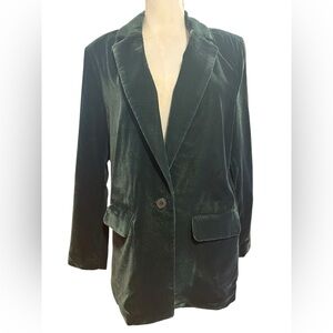 Retro 70s style Green velvet blazer jacket by Old Navy